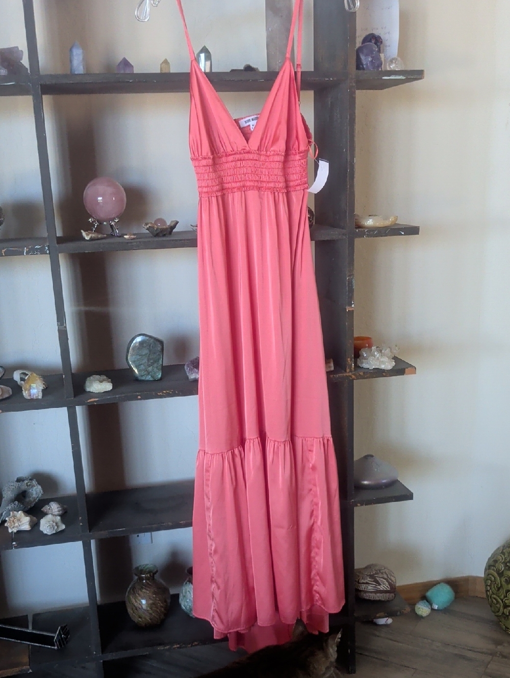Steve Madden Coral Pink Maxi Dress with Smocked Waist